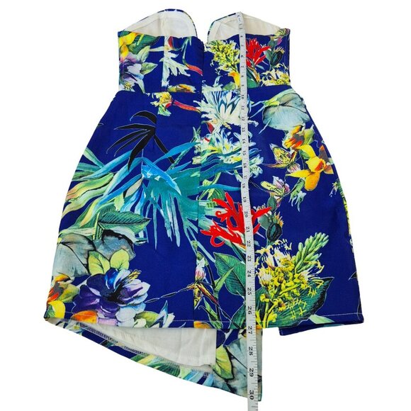 NWT Ava Tropical Floral Print Strapless Cocktail Mini Dress Front Slit - Picture 11 of 11